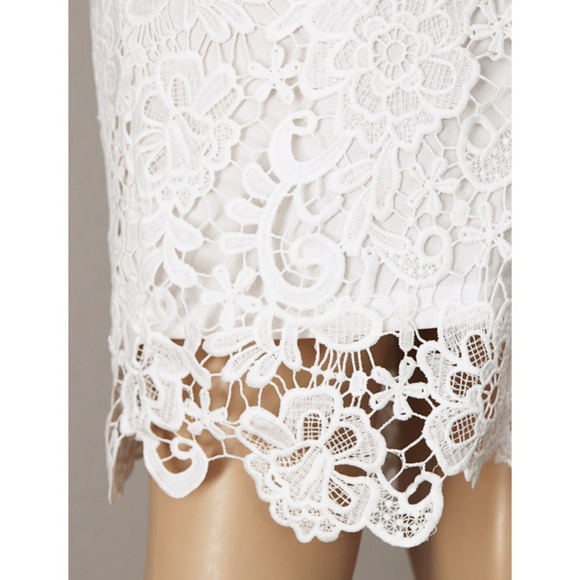 Last☝️ Crochet Lace Off Shoulder Sheath Midi Dress - Picture 5 of 8